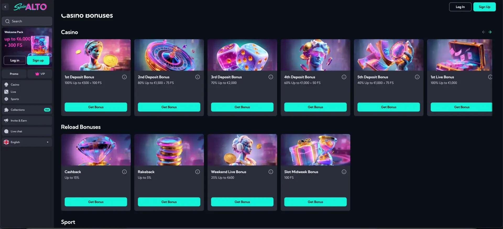 Spinalto casino bonuses